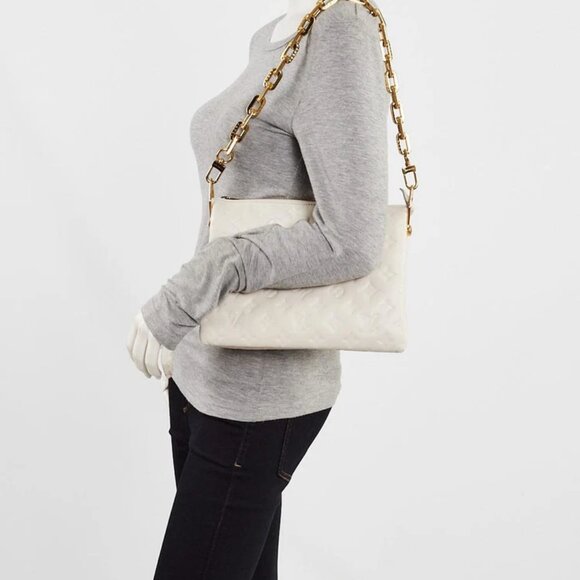 Louis Vuitton White Monogram Embossed Leather Coussin PM Bag - Picture 2 of 12